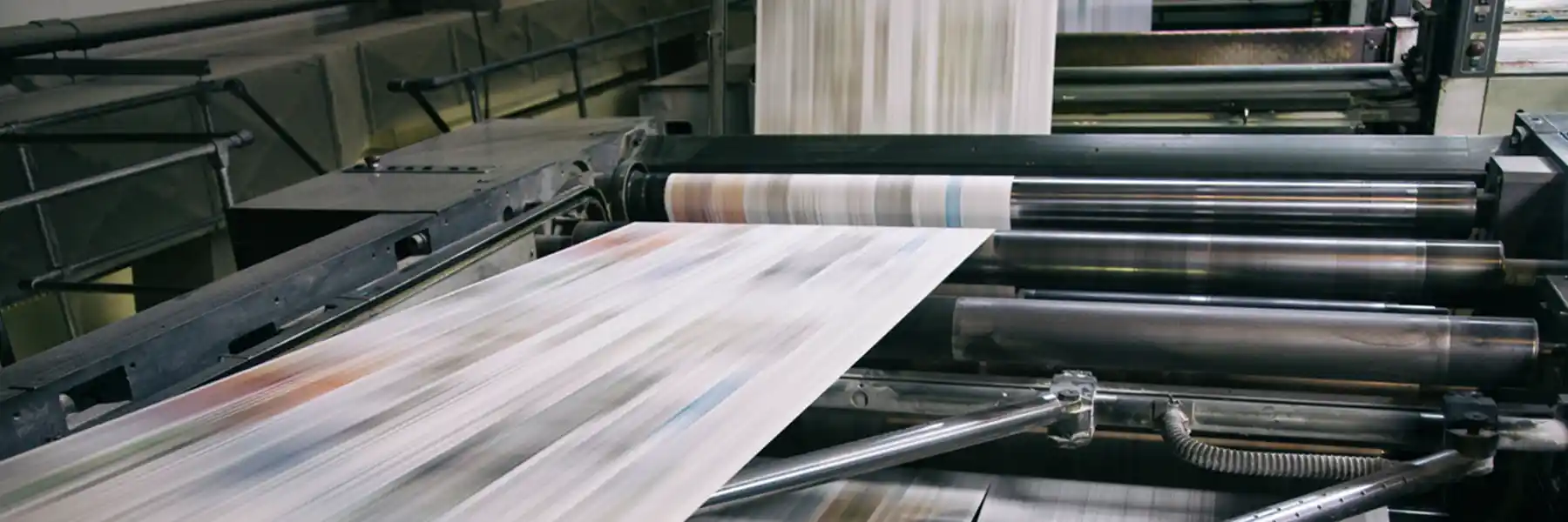 Newspapers spinning on a press